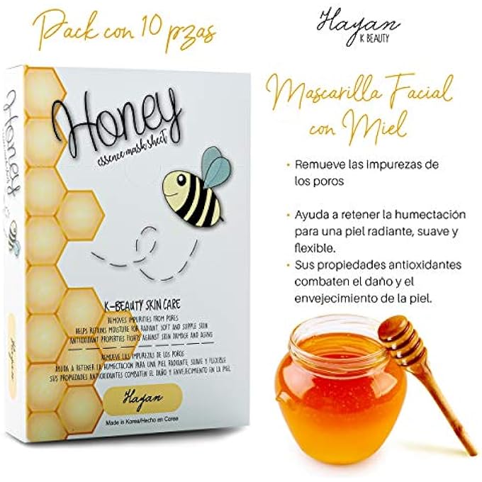 STRBOXONG HONEY SHEET MASK | K BEAUTY SKIN CARE FACE MASKS | MOISTURIZING, SOOTHING, BRIGHTENING, REFRESHING FACIAL MASK - 10 PIECES - Image 3